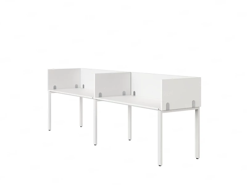 Бенч-система в 1 ряд, 2 рабочих места 5 ЛДСП экранов 2700x700x750 RM167-2-27x7 Белый/Белый
