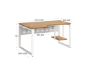 Стол угловой, экран металл, О-опора, левый 1800x900/1200x750, RM056-18x9-12 Дуб Юстус/Белый