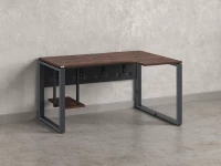 Стол угловой, экран металл, О-опора, правый 1600x800/1000x750, RM057-16x8-10 Дуб Апрельский шоколад/Серый