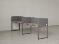 Бенч-система в 1 ряд, 2 рабочих места 5 тканевых экранов 2700x800x750 RM168-1-27x8 Дуб Маувелла/Серый