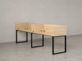 Бенч-система в 1 ряд, 2 рабочих места 5 ЛДСП экранов 2000x600x750 RM168-2-20x6 Вяз Швейцарский светлый/Черный