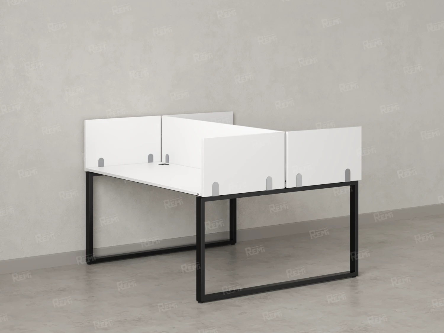 Бенч-система, 2 рабочих места, 5 ЛДСП экранов 1200x1200x750 RM169-4-12x12 Белый/Черный