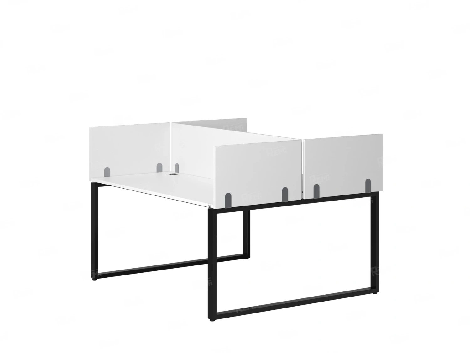 Бенч-система, 2 рабочих места, 5 ЛДСП экранов 1200x1200x750 RM169-4-12x12 Белый/Черный