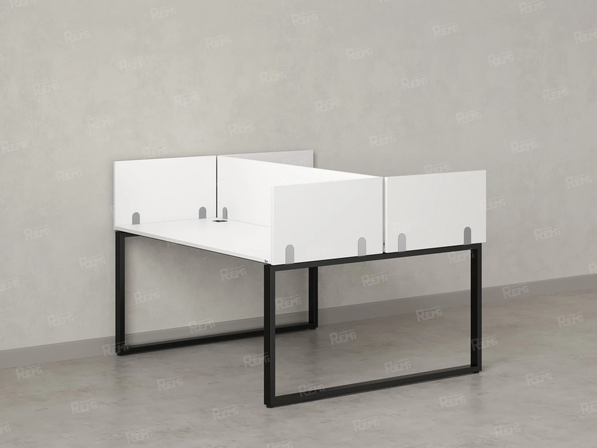 Бенч-система, 2 рабочих места, 5 ЛДСП экранов 1200x1200x750 RM169-4-12x12 Белый/Черный