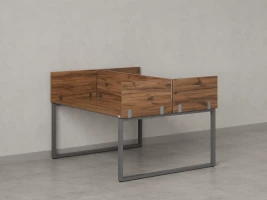 Бенч-система, 2 рабочих места, 5 ЛДСП экранов 1600x1200x750 RM169-4-16x12 Дуб Юстус/Серый