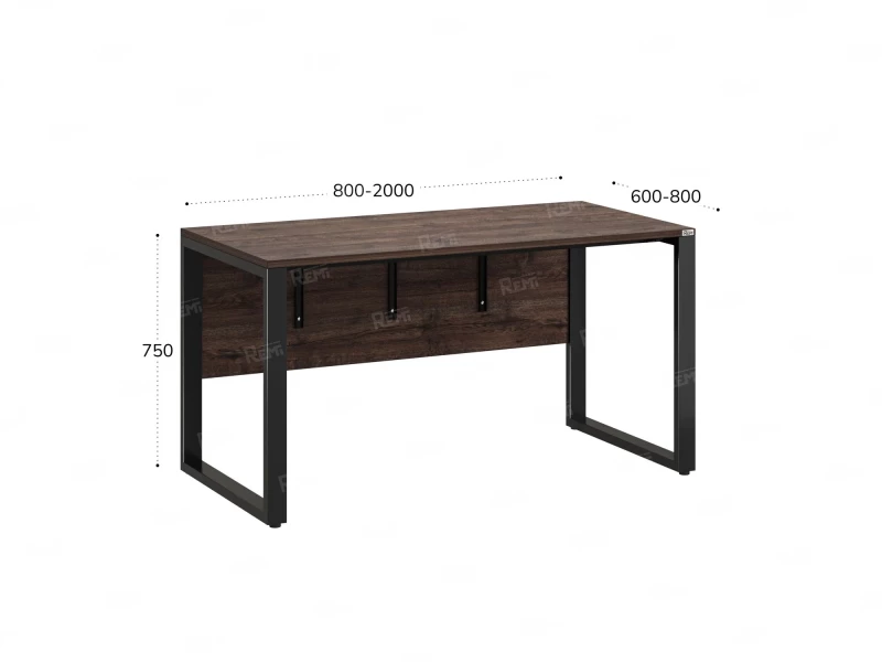 Стол прямой на О-образных опорах, экран ЛДСП 1400x700x750 RM006-14x7 Дуб Апрельский шоколад/Черный