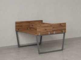 Бенч-система, 2 рабочих места, 5 ЛДСП экранов 1600x1200x750 RM172-4-16x12 Дуб Юстус/Серый