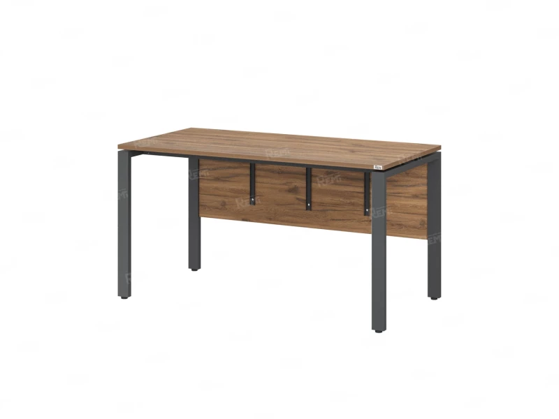 Стол прямой, П-опоры, экран ЛДСП,парящая стол-ца 2000x600x750 RM007-20x6 Дуб Юстус/Серый