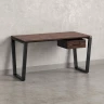 Стол прямой с подвесной тумбой, U-опора 2000x600x750 RM034-20x6 Дуб Апрельский шоколад/Черный
