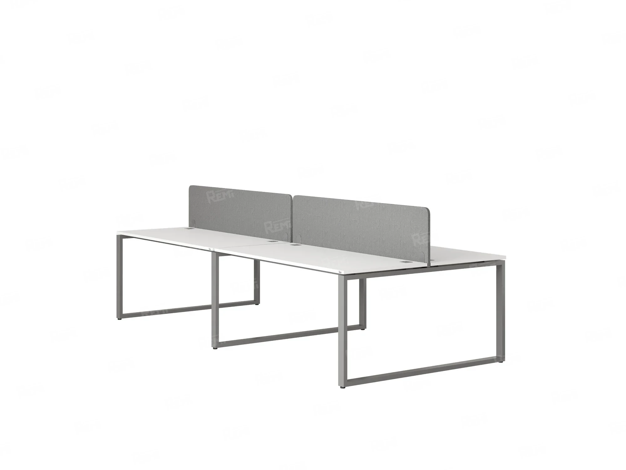 Бенч-система, 4 рабочих места, на О-образных опорах, 2 тканевых экранов 2000x1600x750 RM170-3-10x16 Белый/Серый