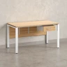Стол прямой, подвесная тумба, ЛДСП экран, П-опора 1600x600x750 RM030-16x6 Вяз Швейцарский светлый/Белый
