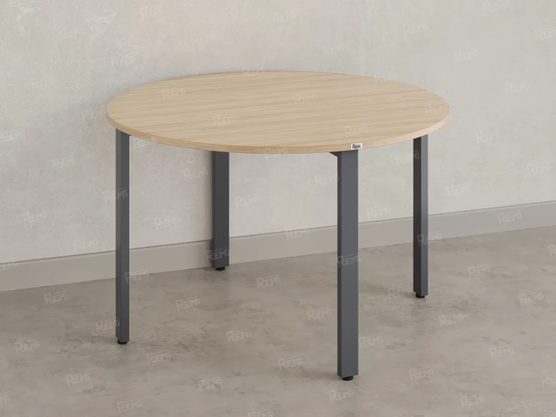 Круглый стол на П-образных опорах 1200x1200x750 RM186-12x12 Вяз Швейцарский светлый/Серый