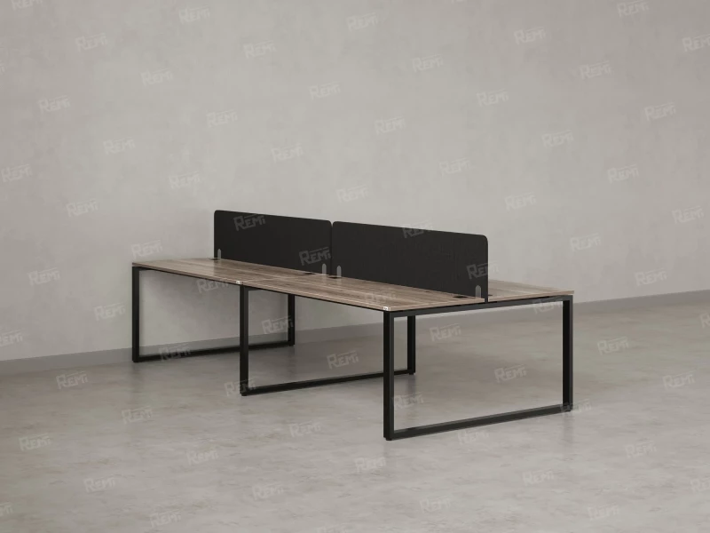 Бенч-система, 4 рабочих места, на О-образных опорах, 2 тканевых экранов 2800x1600x750 RM170-3-14x16 Дуб Маувелла/Черный