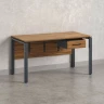 Стол прямой, подвесная тумба, ЛДСП экран, П-опора 2000x600x750 RM030-20x6 Дуб Юстус/Серый