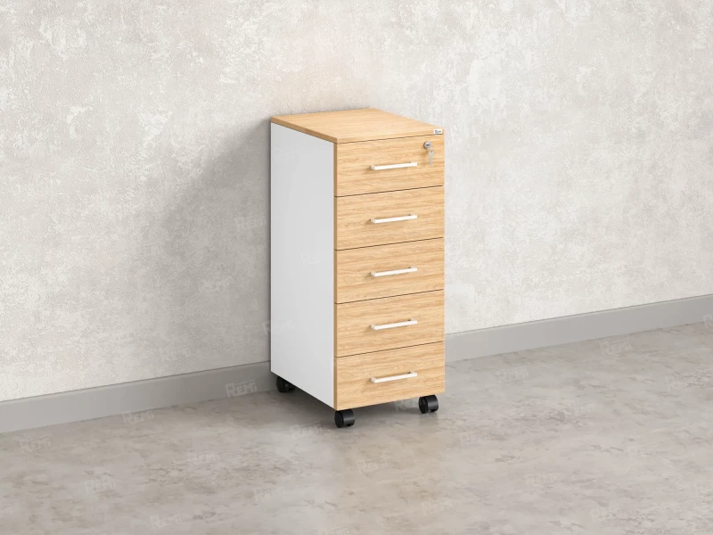 Тумба мобильная, 5 ящиков 400x500x960 RM122-40x50 Вяз Швейцарский светлый/Белый