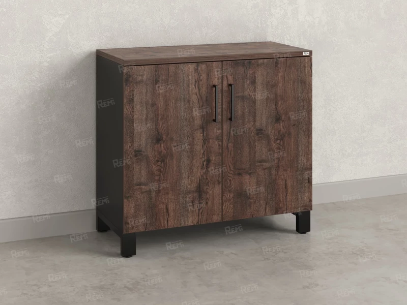 Шкаф низкий распашной, 2 уровня 900x420x850 RM147-90x42 Дуб Апрельский шоколад/Черный