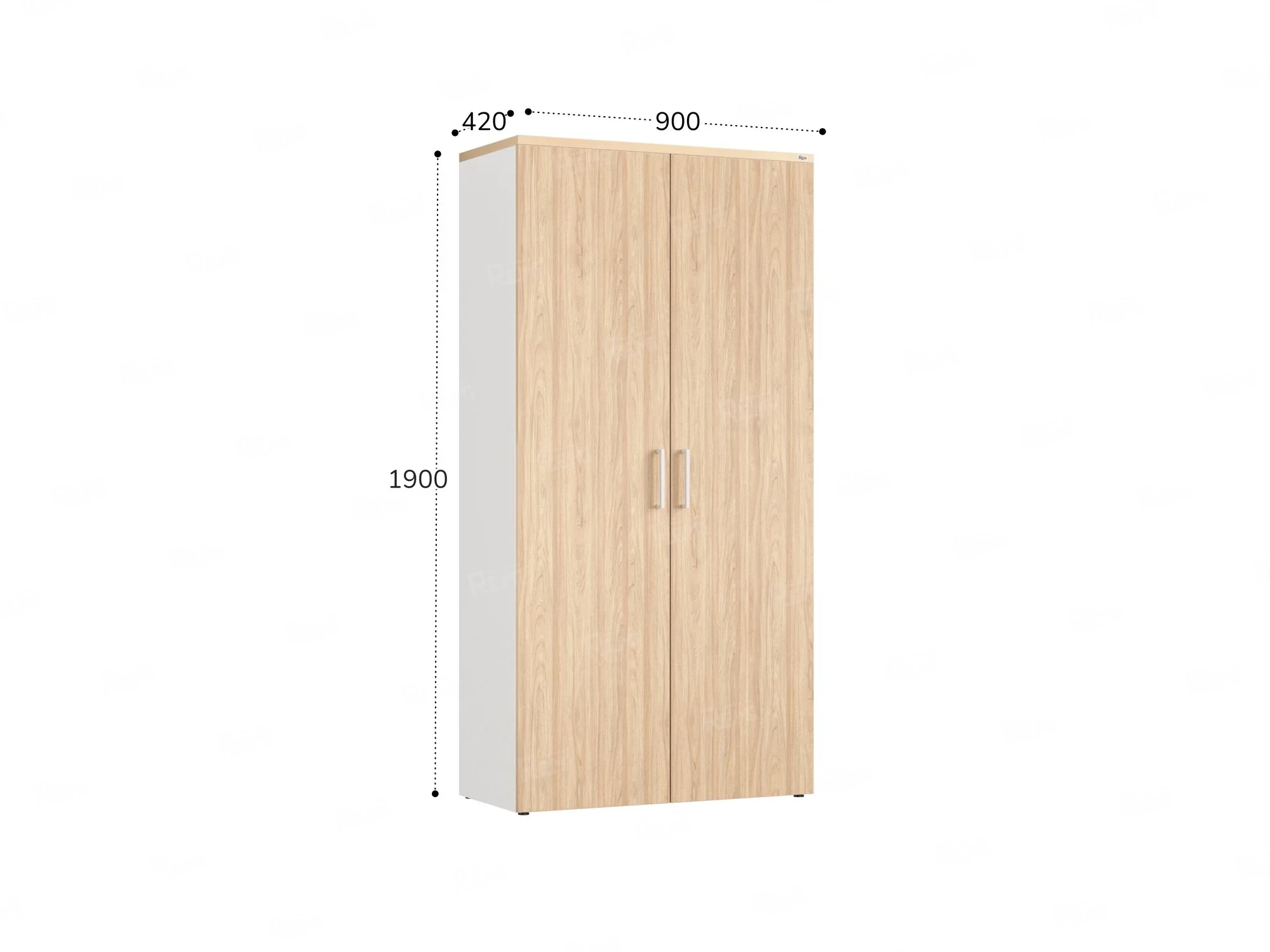Шкаф распашной, регулируемые опоры, 5 уровней 900x420x1800 RM153-90x41 Вяз Швейцарский светлый/Белый