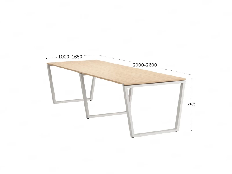 Cтол для переговоров, на V-обазном каркасе 2000x1000x750 RM082-200x100 Вяз Швейцарский светлый/Белый