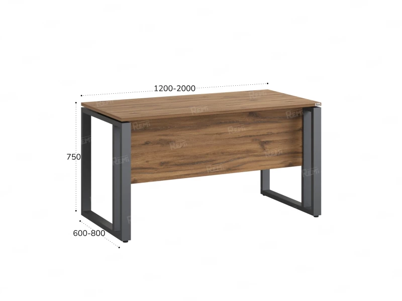 Стол прямой на О-образных опорах с экраном ЛДСП 1200x800x750 RM041-12x8 Юстус/Серый