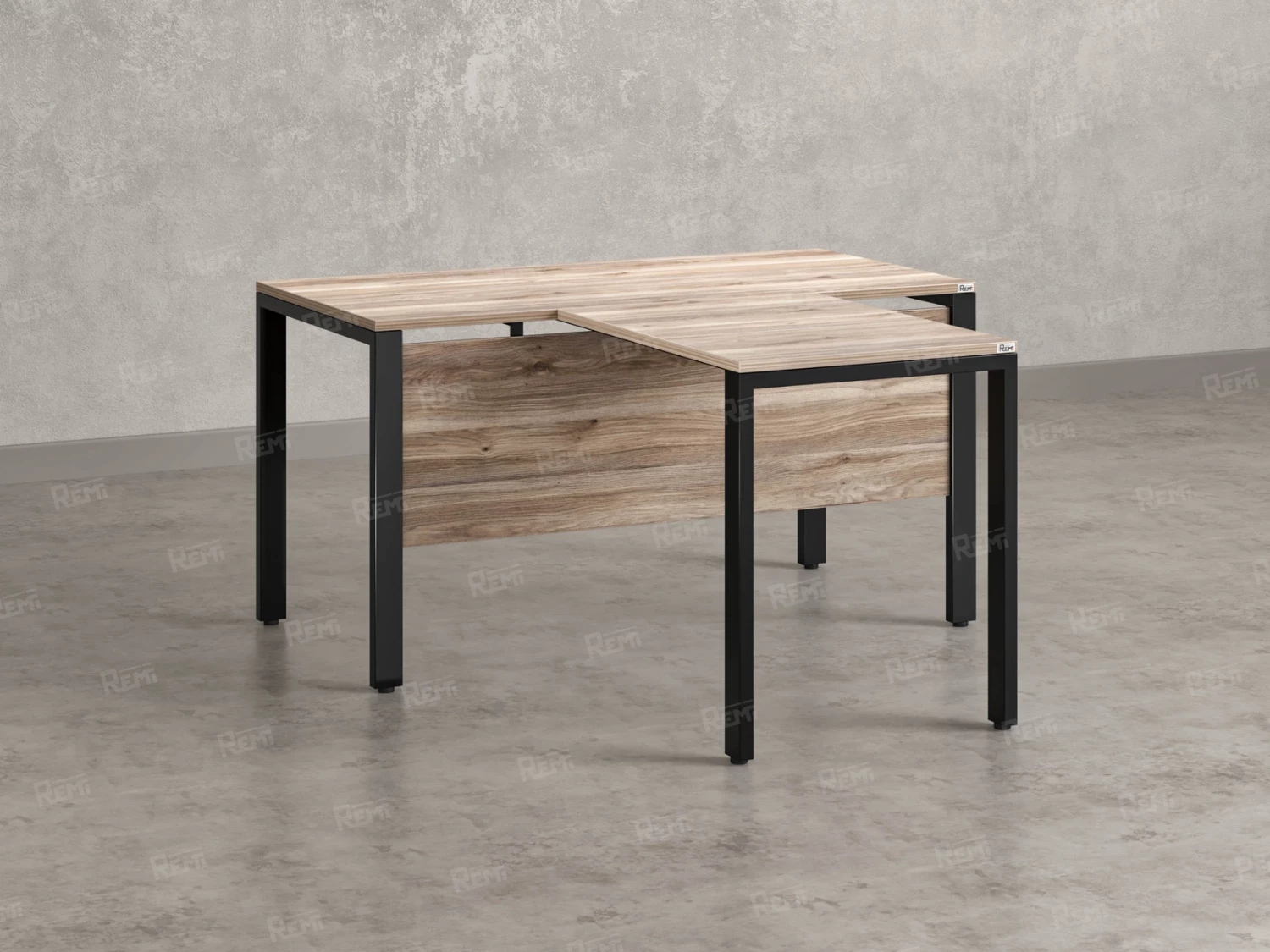 Стол с брифингом на П-образных опорах с экраном ЛДСП RM044-14x8 1400x2200x750 Дуб Маувелла/Черный