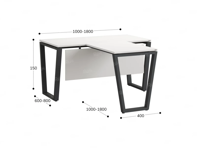 Стол с брифингом с парящей столешницей на U-образных опорах с экраном ЛДСП RM047-14x7 1400x2100x750 Белый/Серый