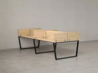 Бенч-система, 4 рабочих места, на U-образных опорах, 8 ЛДСП экранов 2000x1200x750 RM173-2-10x12 Вяз Швейцарский светлый/Черный