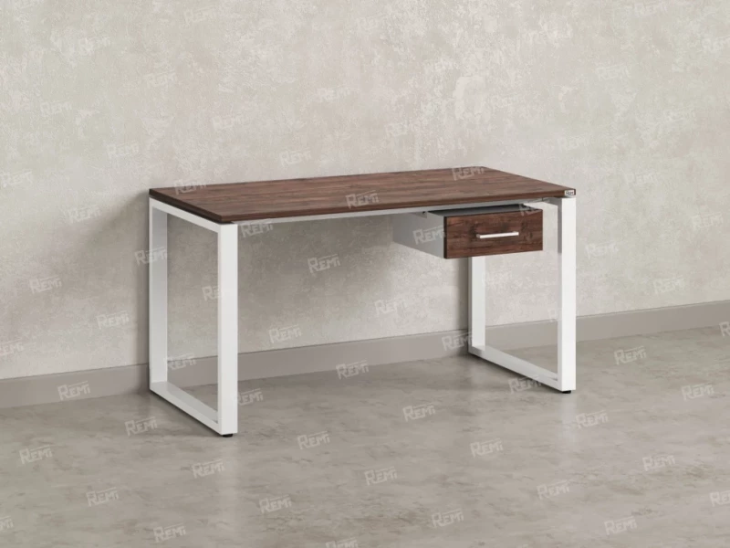 Стол прямой с подвесной тумбой, О-опора 1800x800x750 RM036-18x8 Дуб Апрельский шоколад/Белый