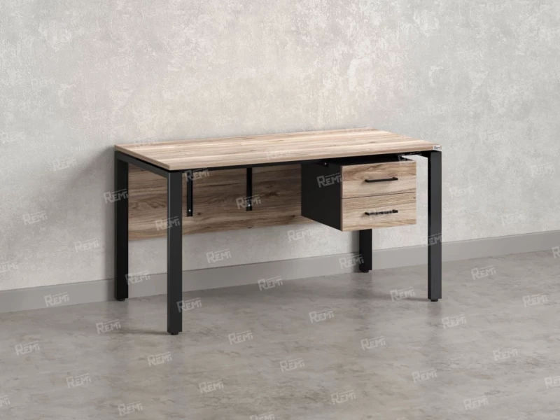 Стол прямой, подвесная тумба, ЛДСП экран, П-опора 1800x700x750 RM031-18x7 Дуб Маувелла/Черный