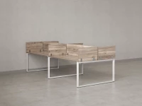 Бенч-система, 4 рабочих места, на О-образных опорах, 8 ЛДСП экранов 2400x1200x750 RM170-1-12x12 Дуб Маувелла/Белый