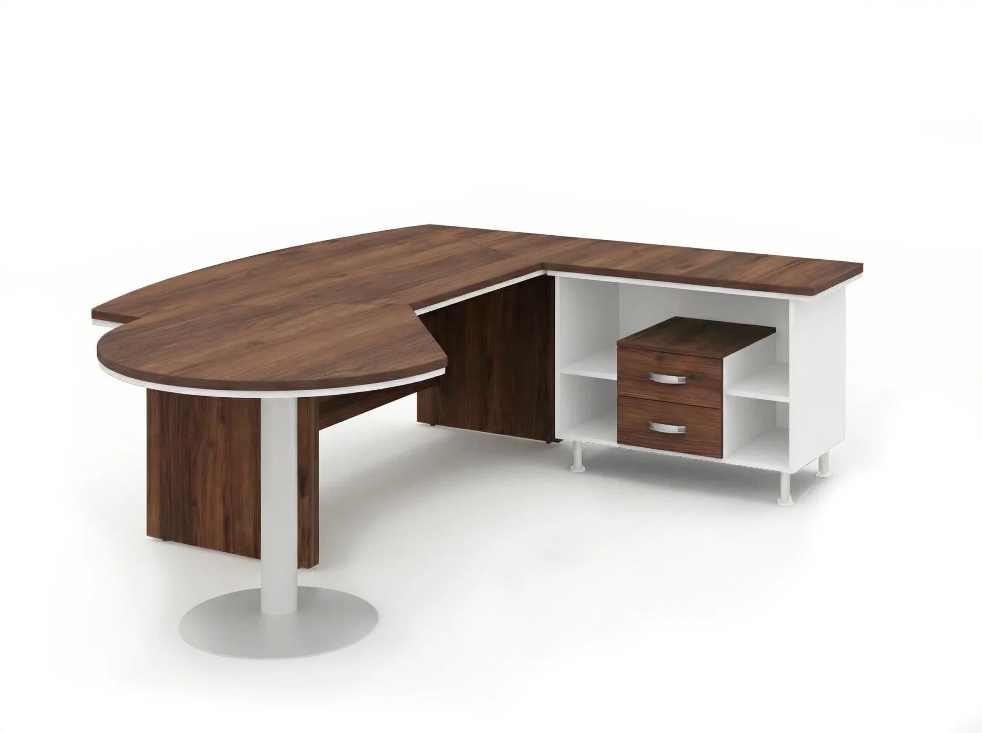 BRL RB072-235x200R Стол рук-ля R угловой с брифингом и тумбой 2 ящика 2350х2000х760 Венге/Белый