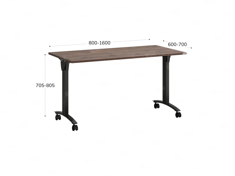 Стол складной, мобильный 800x600x750 RM011-8x6 Дуб Апрельский шоколад/Черный