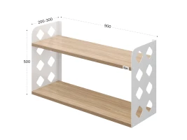 Полка настенная 900x300x500 RM192-90x30 Вяз Швейцарский светлый/Белый