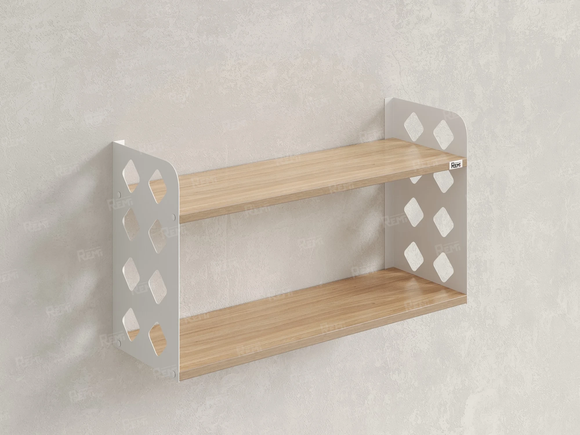 Полка настенная 900x300x500 RM192-90x30 Вяз Швейцарский светлый/Белый