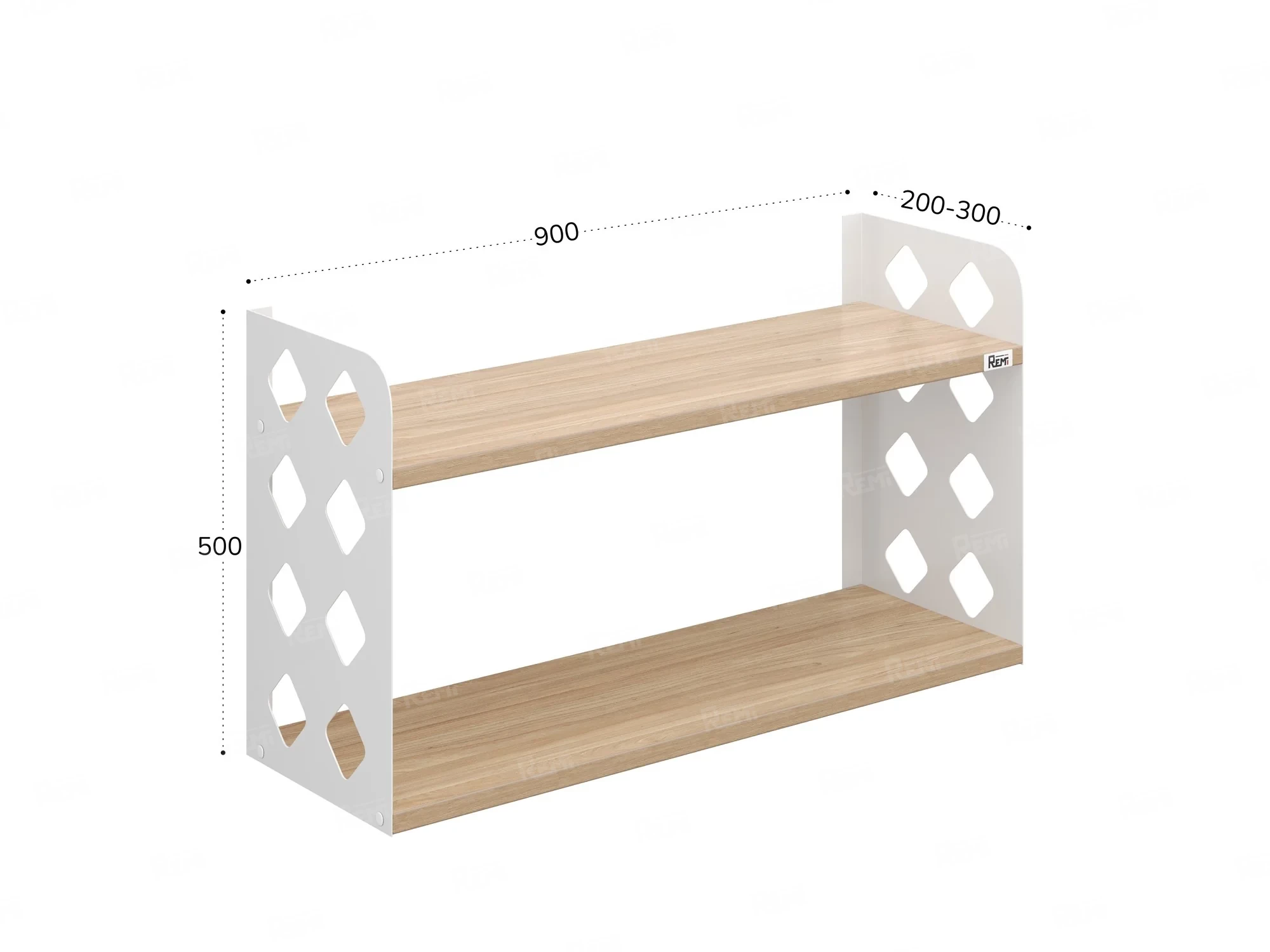 Полка настенная 900x300x500 RM192-90x30 Вяз Швейцарский светлый/Белый
