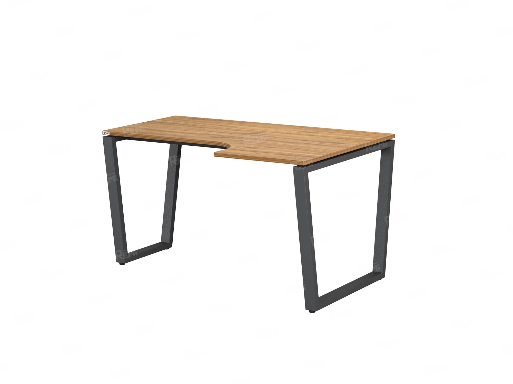 Стол угловой, U-опора, правый 1800x900/1200x750, RM050-18x9-12 Дуб Юстус/Серый