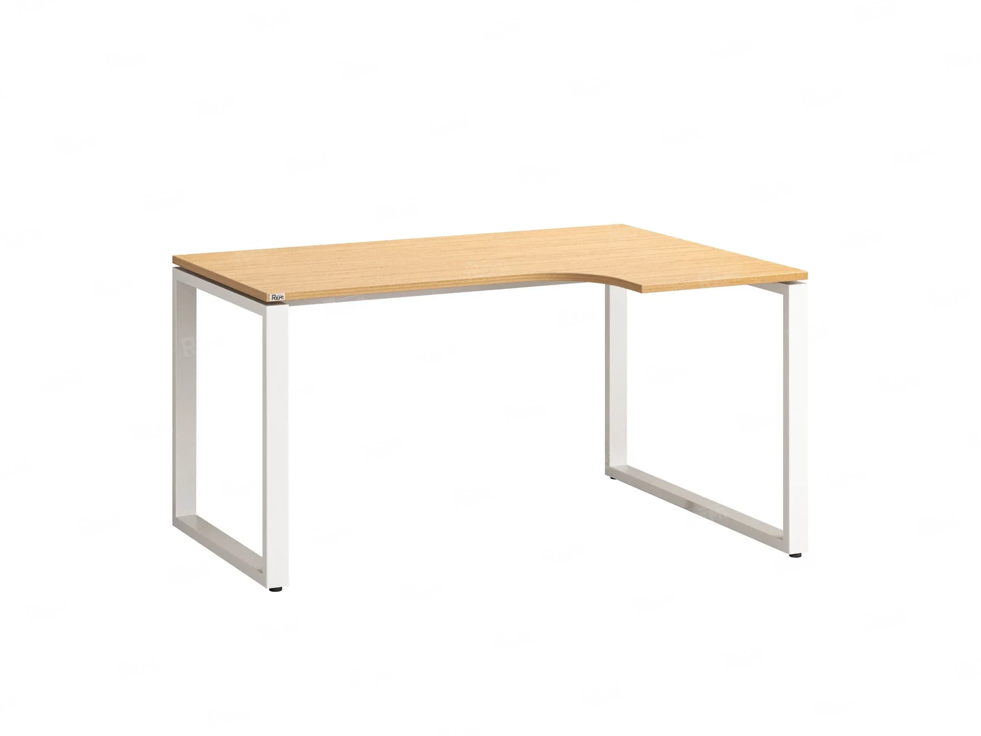 Стол угловой, О-опора, правый 1400x700/900x750, RM054-14x7-9 Вяз Швейцарский светлый/Белый