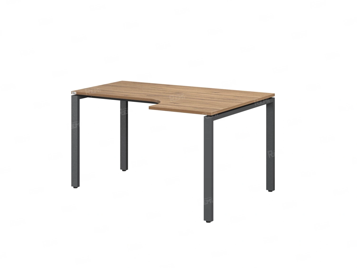 Стол угловой, П-опора, правый 1400x900/1200x750, RM052-14x9-12 Дуб Юстус/Серый