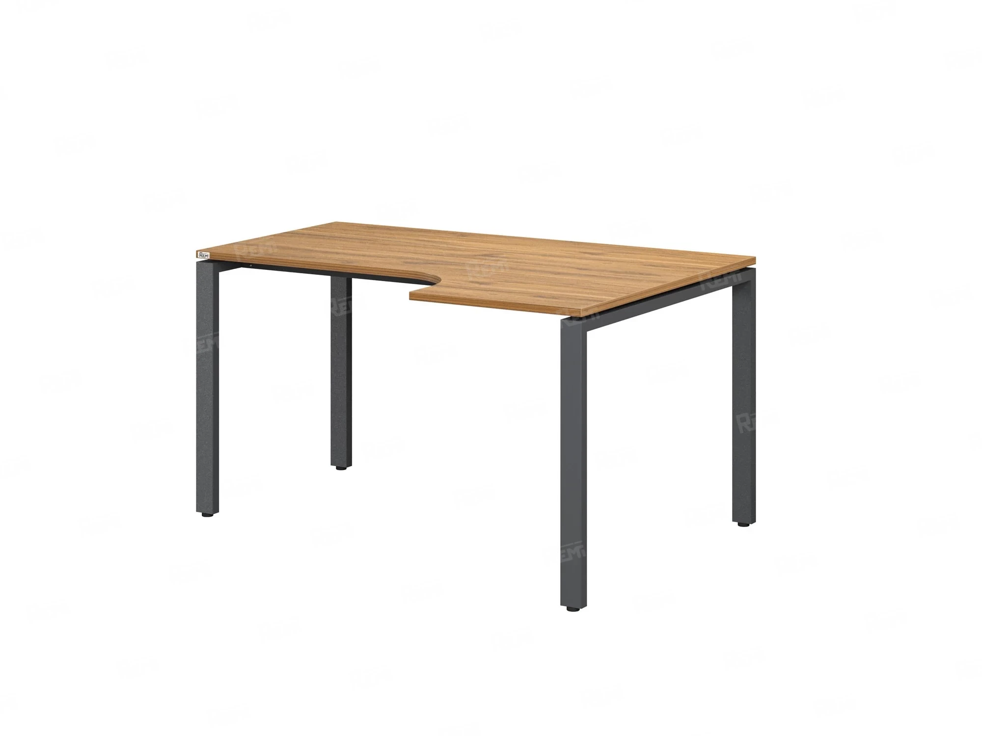 Стол угловой, П-опора, правый 1400x900/1200x750, RM052-14x9-12 Дуб Юстус/Серый