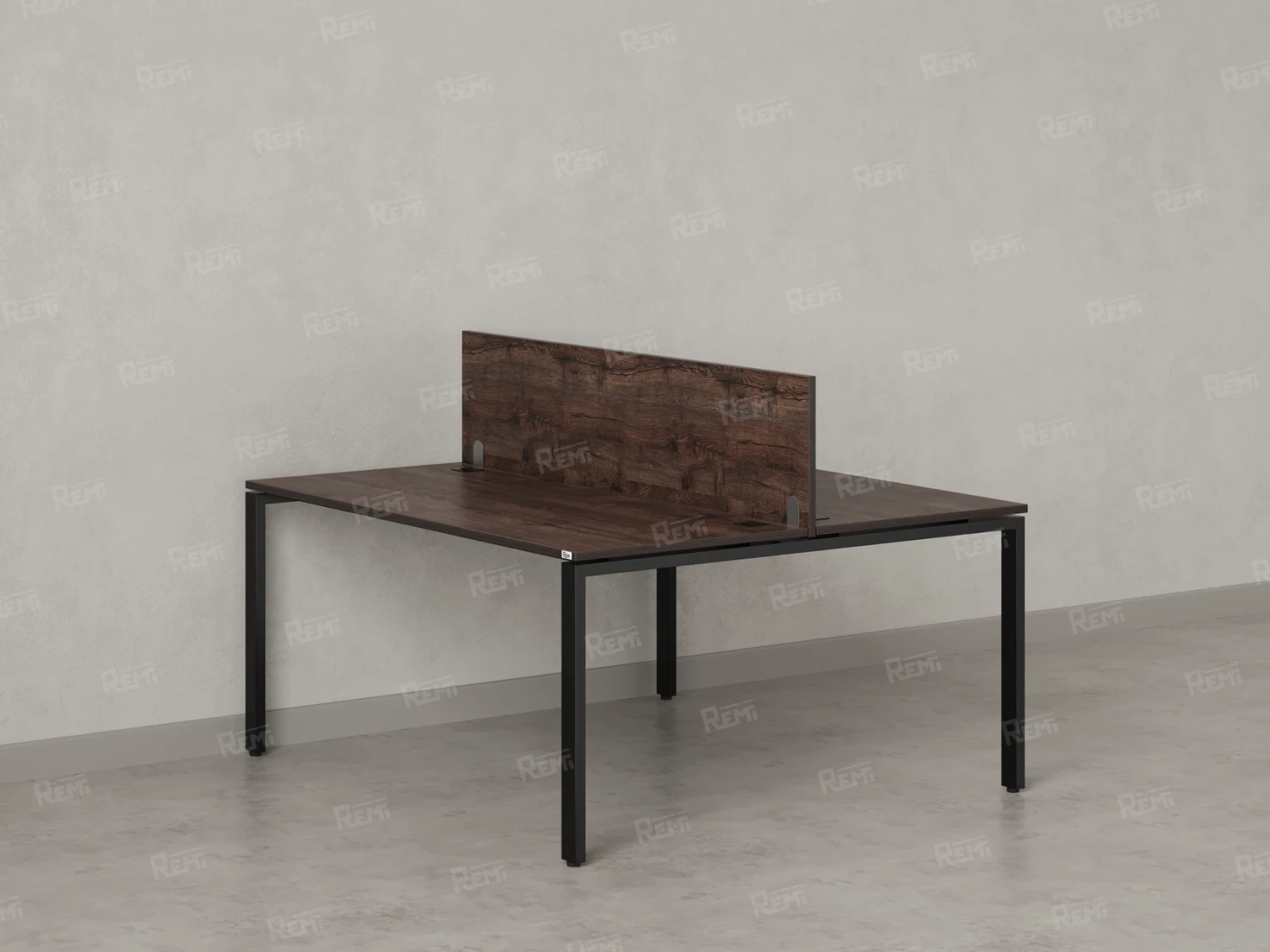 Бенч-система, 2 рабочих места, с одним экраном ЛДСП 1600x1600x750 RM165-2-16x16 Дуб Апрельский шоколад/Черный