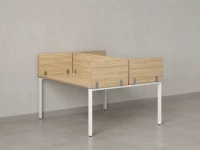 Бенч-система, 2 рабочих места, 5 ЛДСП экранов 1200x1200x750 RM165-4-12x12 Вяз Швейцарский светлый/Белый