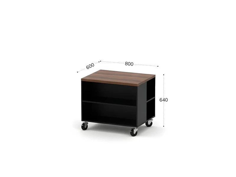BRL RB012-80х60 Тумба для копира на роликовых опорах 800х600х640 Орех Вармия/Черный