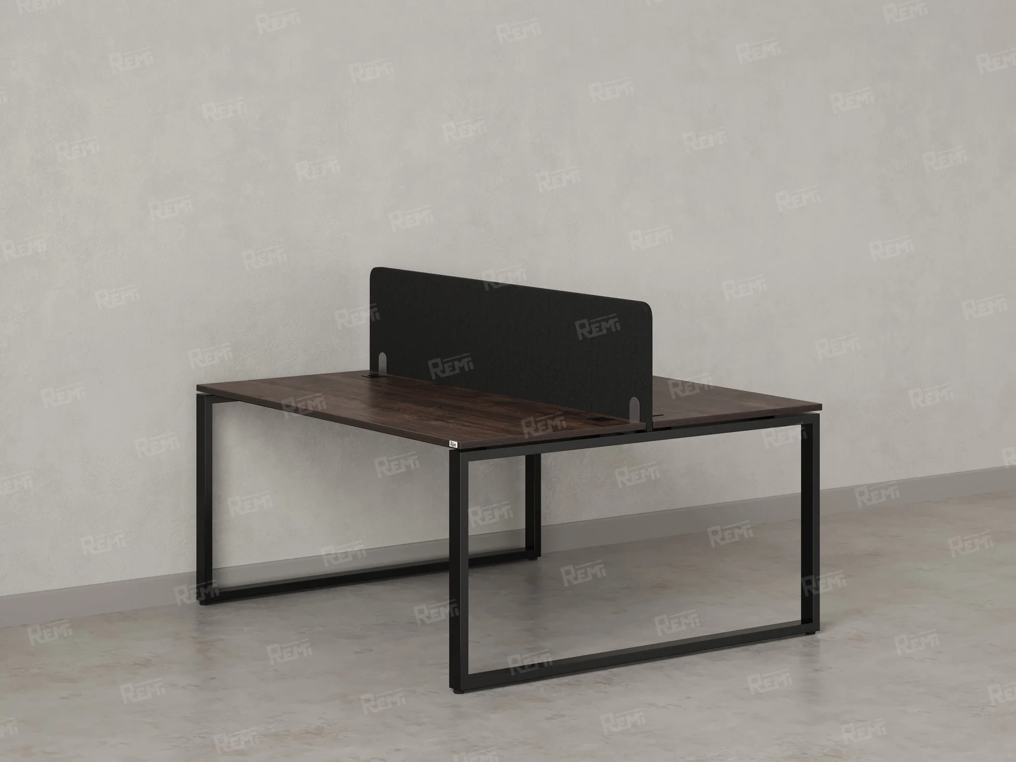 Бенч-система, 2 рабочих места, с одним тканевым экраном 1000x1400x750 RM169-1-10x14 Дуб Апрельский шоколад/Черный