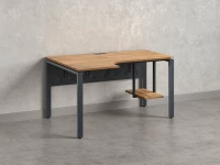 Стол угловой, экран металл, П-опора, левый 1600x900/1200x750, RM059-16x9-12 Дуб Юстус/Серый