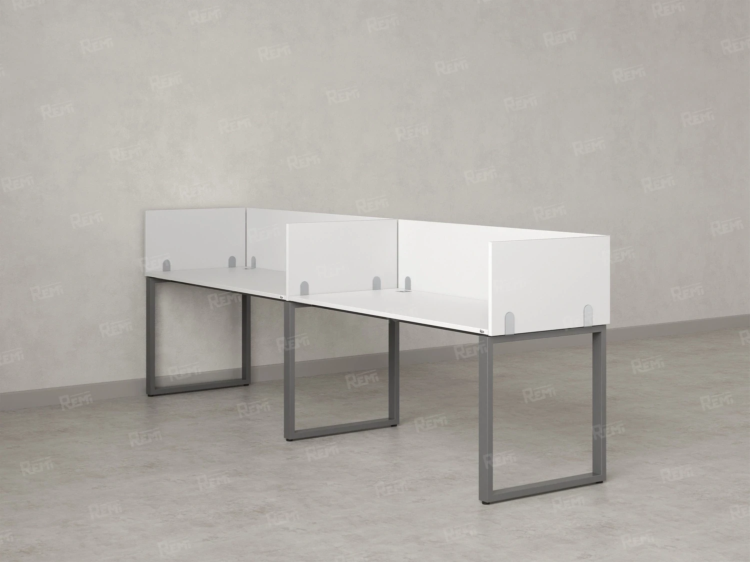 Бенч-система в 1 ряд, 2 рабочих места 5 ЛДСП экранов 2700x700x750 RM168-2-27x7 Белый/Серый