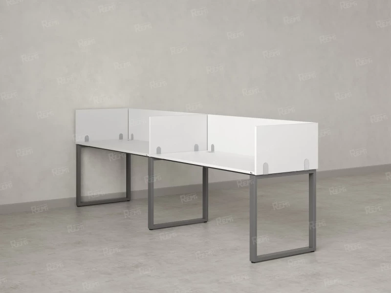 Бенч-система в 1 ряд, 2 рабочих места 5 ЛДСП экранов 2700x700x750 RM168-2-27x7 Белый/Серый