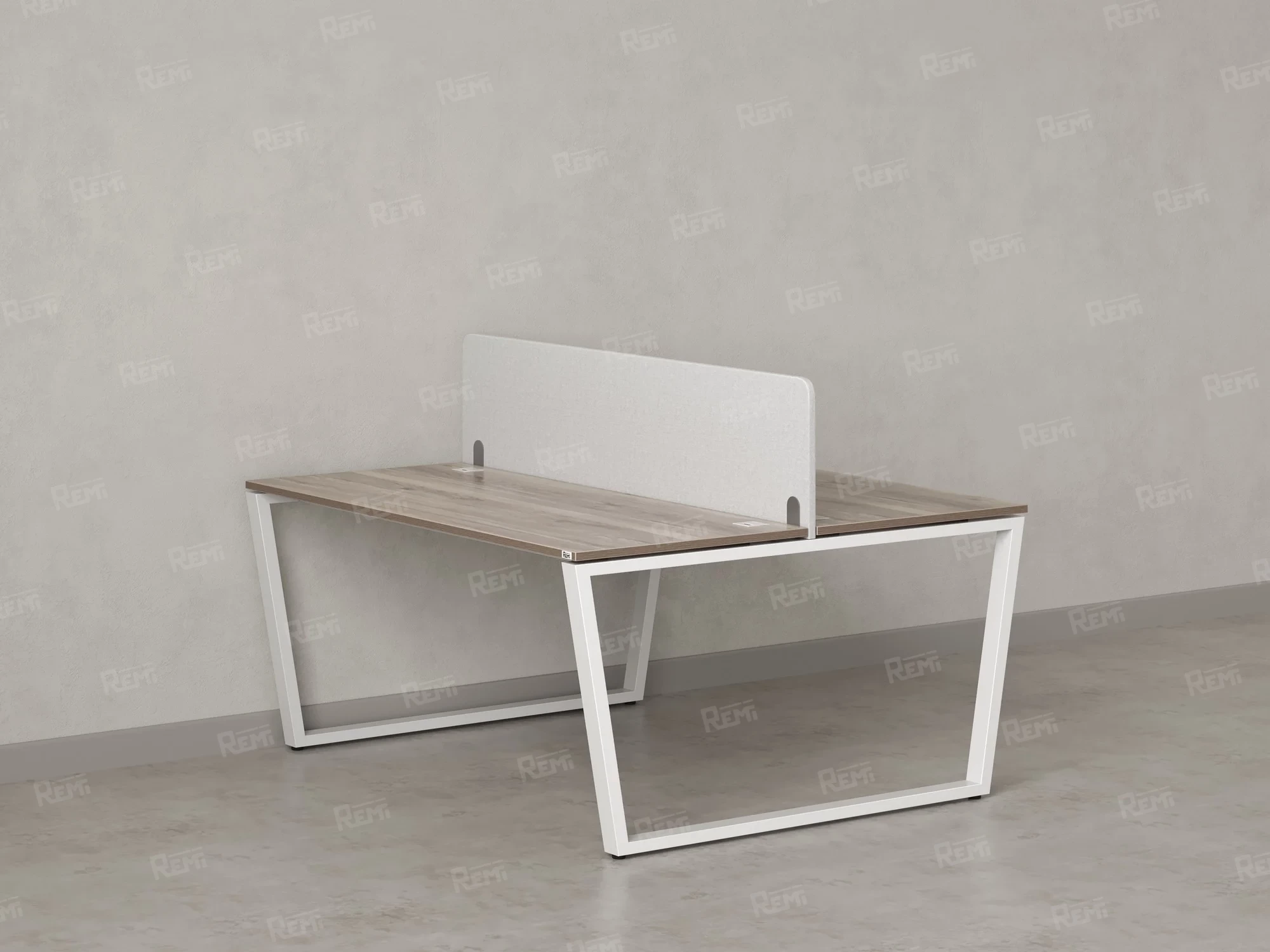 Бенч-система, 2 рабочих места, с одним тканевым экраном 1000x1400x750 RM172-1-10x14 Дуб Маувелла/Белый