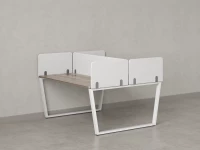 Бенч-система, 2 рабочих места, 5 тканевых экранов 1600x1600x750 RM172-3-16x16 Дуб Маувелла/Белый