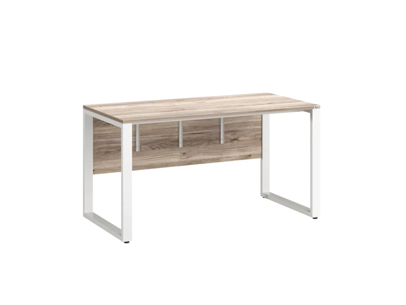 Стол прямой на О-образных опорах, экран ЛДСП 1400x700x750 RM006-14x7 Дуб Маувелла/Белый