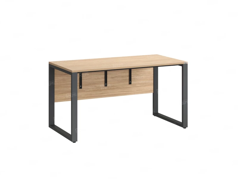 Стол прямой на О-образных опорах, экран ЛДСП 1800x800x750 RM006-18x8 Вяз Швейцарский светлый/Серый