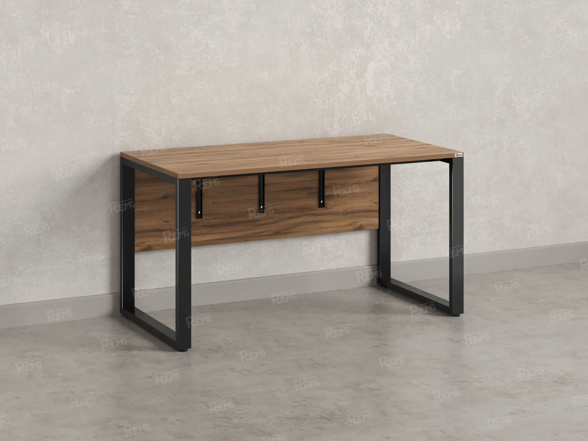 Стол прямой на О-образных опорах, экран ЛДСП 800x800x750 RM006-8x8 Дуб Юстус/Черный